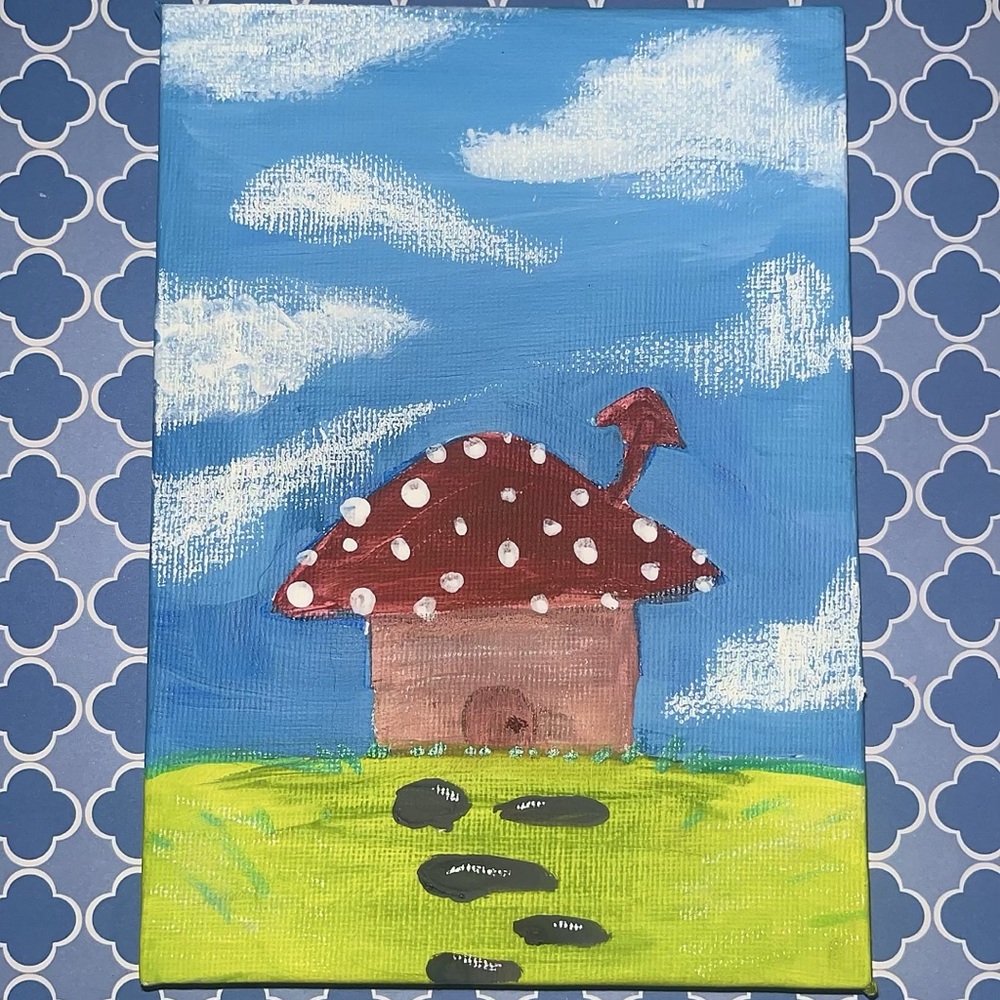 Whimsical Mushroom House Canvas Art